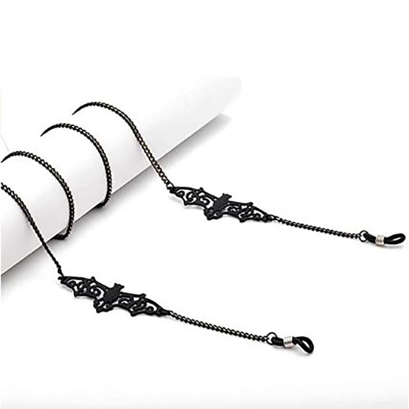 Black Hollowed-Out Bat Eyeglass Chain - Anti-Slip, Anti-Loss Eyewear Cord Pendant