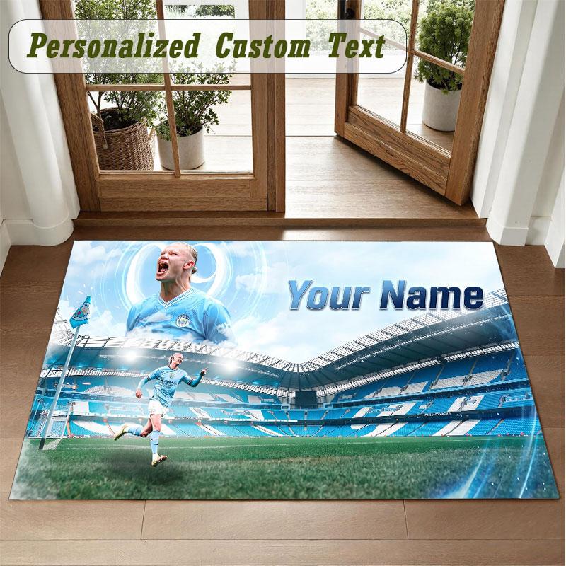 Crystal Velvet Square Rug Custom NameErling Haaland Pattern Non Slip Home Floor Decor Rug