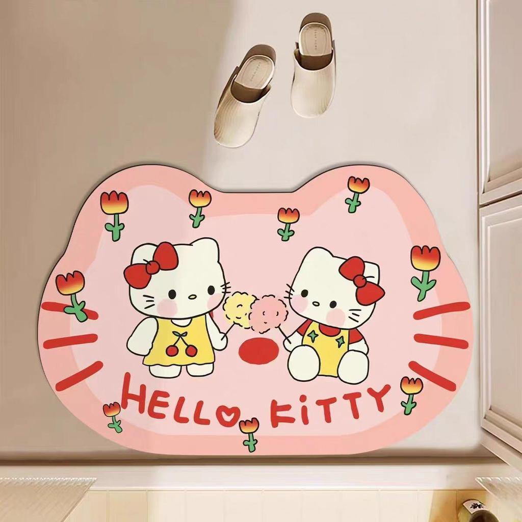 Hello Kitty Quick-Dry Non-Slip Diatomaceous Earth Bath Mat - Absorbent and Easy to Clean