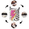 Polka Dot Rainbow Lightning Folding Laundry Hamper with Handle