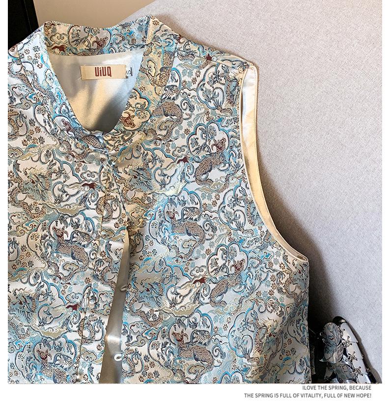 Elegante Chaleco Jacquard Estilo Chino - Nuevo Traje Tang Sin Mangas para Mujer Primavera/Otoño