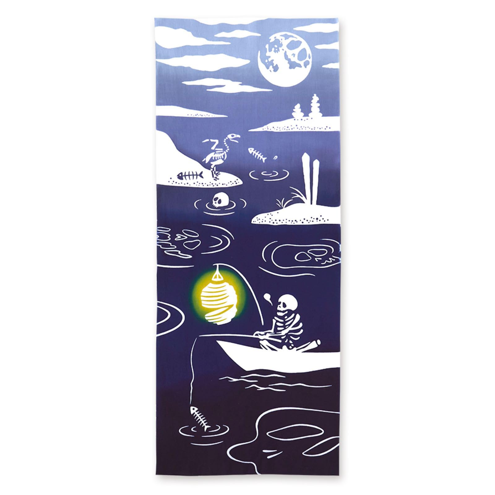 

Полотенце Miyamoto Miyamoto Kenema Tenugui Рыбалка на Сандзу 35 x 90 Сделано в Японии Чю-окрашено (Тенугуи) - Река, Прибл.. см,