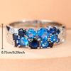 Small Round Charm Female Blue Zircon Stone Ring Vintage Silver Color Wedding Jewelry for Women