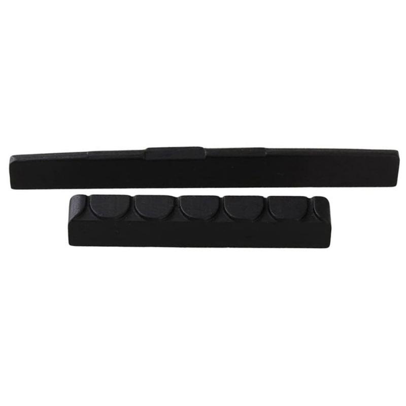 2 Pcs/set Saddle Nut Ebony Upper Nut(52x6x9mm) + Saddle (80x3x9/8mm) for Classical Guitar
