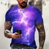 2024 Summer New Men's T-Shirt Casual Lightning Cool 3D Digital Printed T Shirts for Men Short Sleeve Tee Oversized Men Clothing