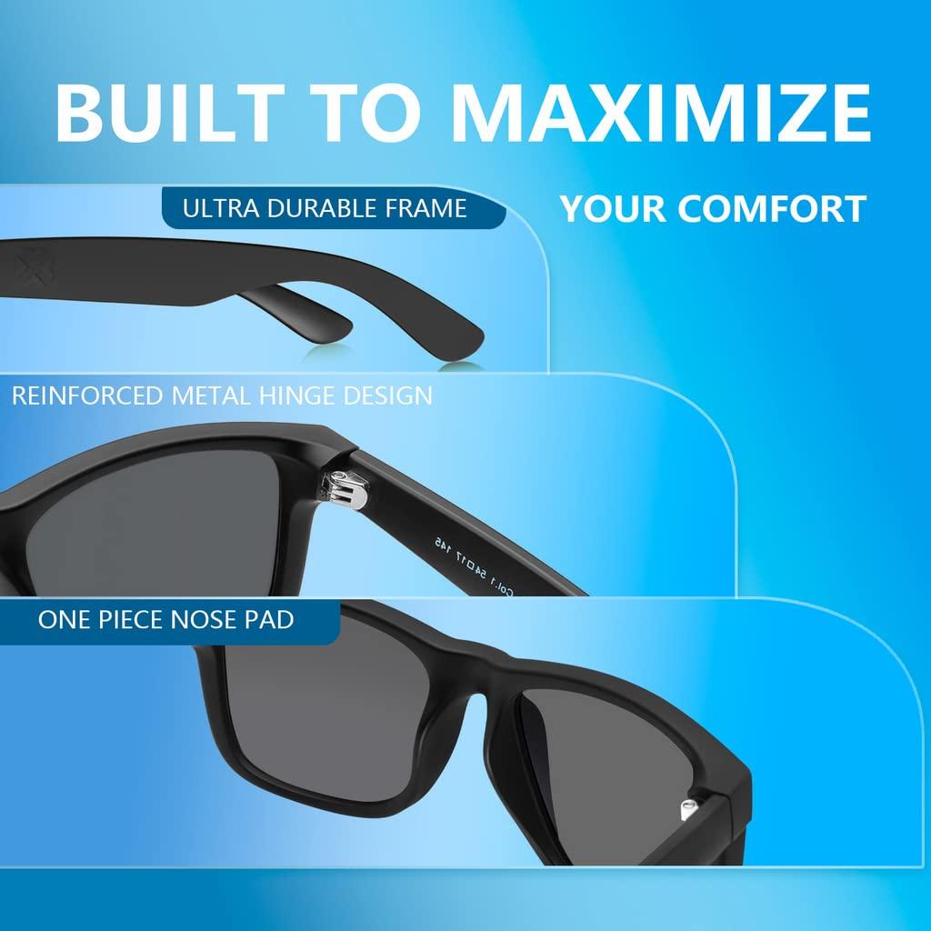 JULI Polarized Lens Sun Glasses Men and WomenUV Protection 400 Protection Rectangular Sun Goggles Driving Running Fishing Male Goggles 8806