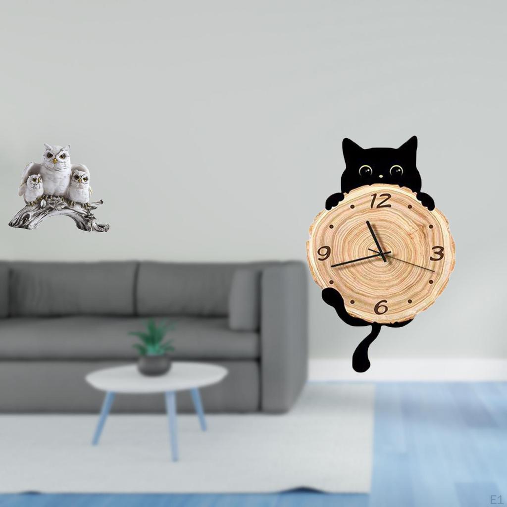 Modern Owl Sculpture Tabletop Ornament And Lightweight Wall Clock Decor for Living Room Office