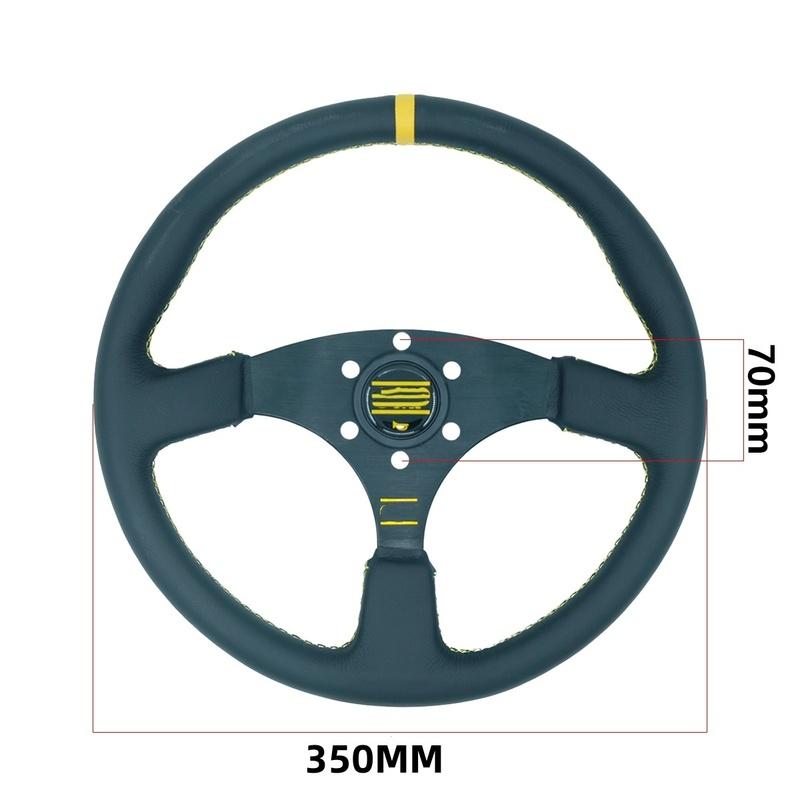 Car Modification Racing Leather/frosted Steering Wheel, Competitive Sports 14 Inch Flat Universal Steering Wheel