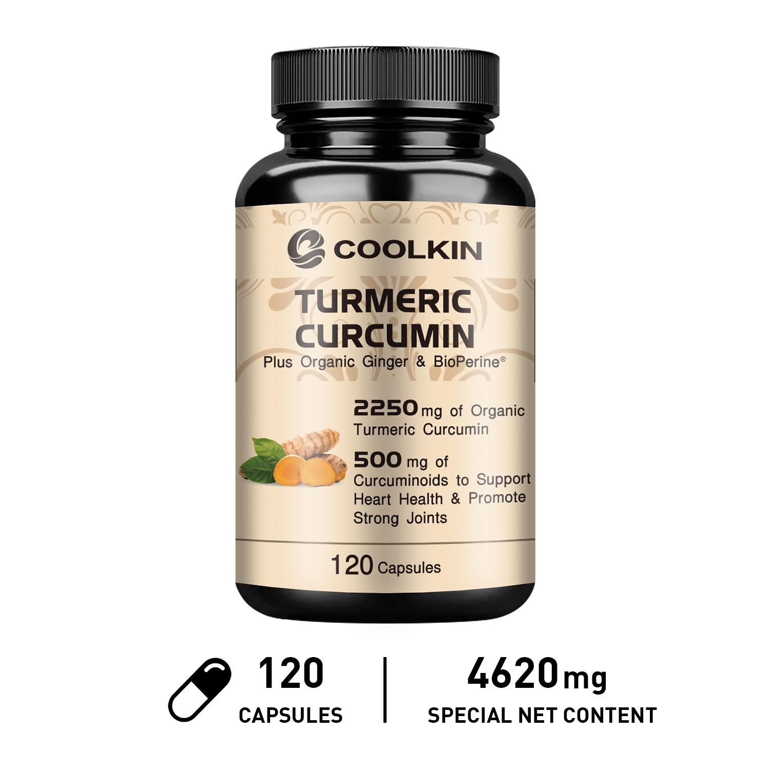 COOLKIN Curcumin Dietary Supplement, Contains Curcumin and Black Pepper, Supports Joint Health, Daily Nutritional Supplement 120*1