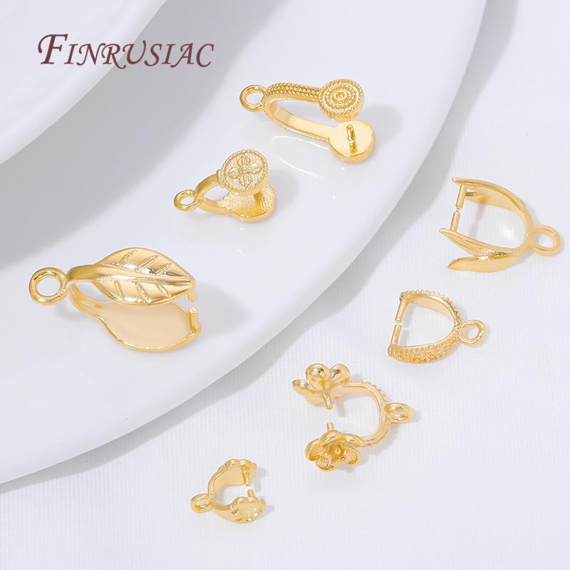 18K Gold Plated Pendants Pinch Clip Bail Clasp,Pendant Bail Connnector For Jewelry Making Supplies,DIY Necklace Accessorie