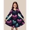 Girls' 3D Purple Galaxy Dress Long Sleeve Summer Spring Vacation Daily Holiday Princess Beautiful Sweet Kids 4-12 Years Casual Dress A Line Dress