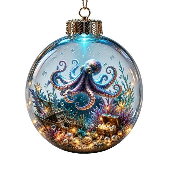 Reusable Lightweight Holiday Hanging Decor Ocean Animal Christmas Ball Ornament, 3D Marine Life Decoration, Unique Tree Baubles Beach Coastal