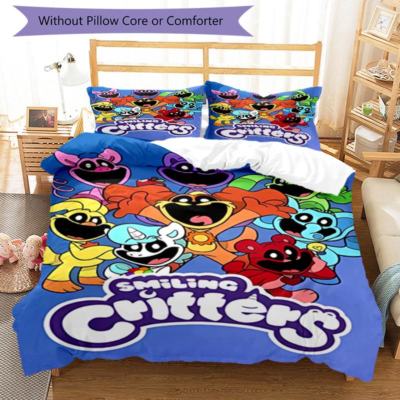 3pcs Smiling Critters1 Pattern Bedding Set Duvet Cover Set Includes Duvet Cover &pillowcases, Perfect All Season Bedroom Decoration & Gift
