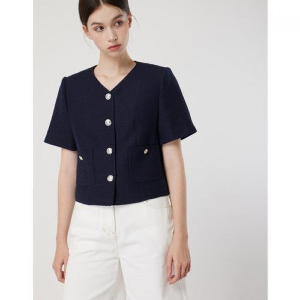 CC collect. Half Sleeve Crop Tweed Jacket C262msf137