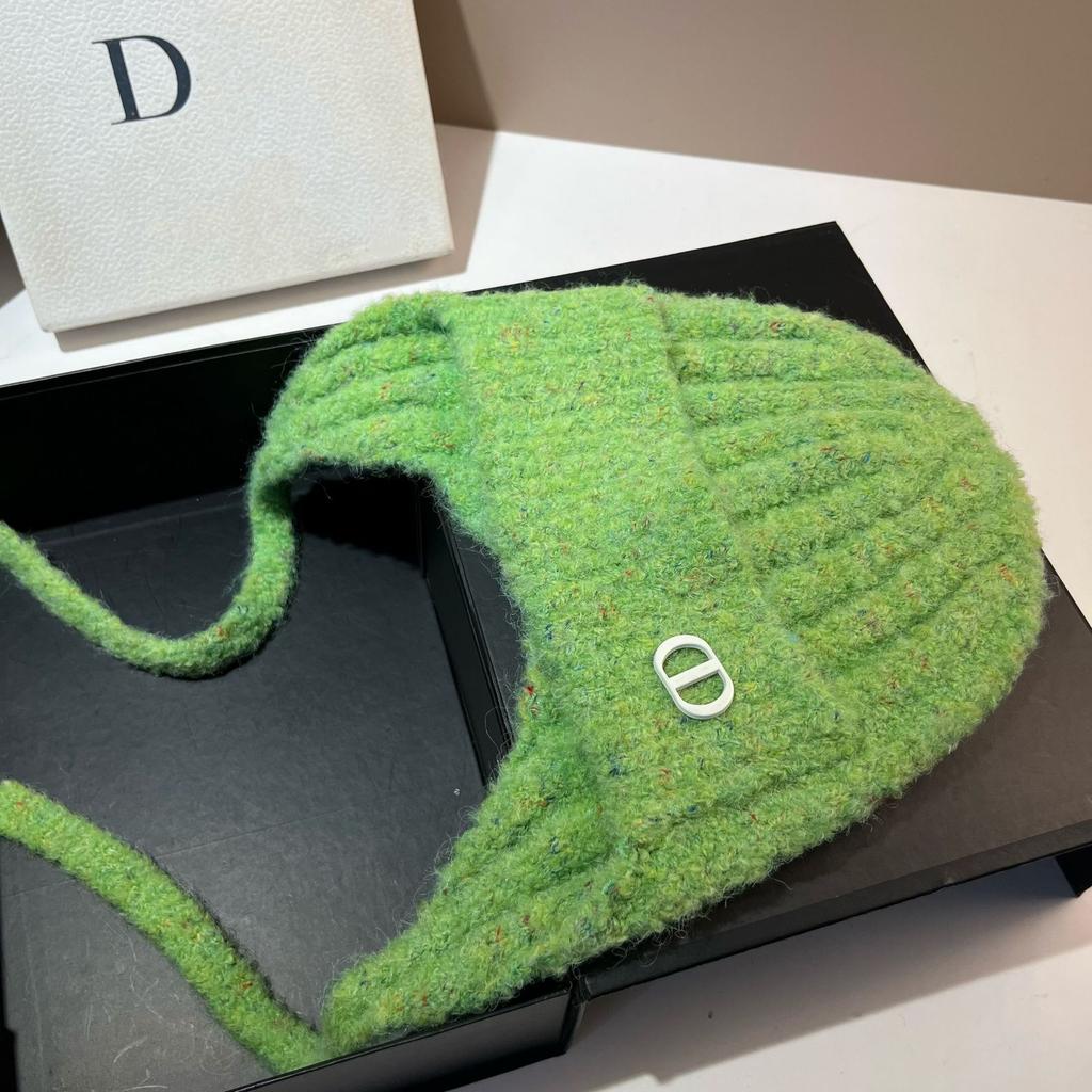 Dongdaemun Dd Circle Yarn Cute Ear Protection Hat Warm Soft Waxy Elastic Face Small Knitted Flying Hat