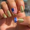 24 Pcs 4th of July Artificial Nail French Tip Stick On Nail Short Full Cover False Nail Independence Day Press On Nail