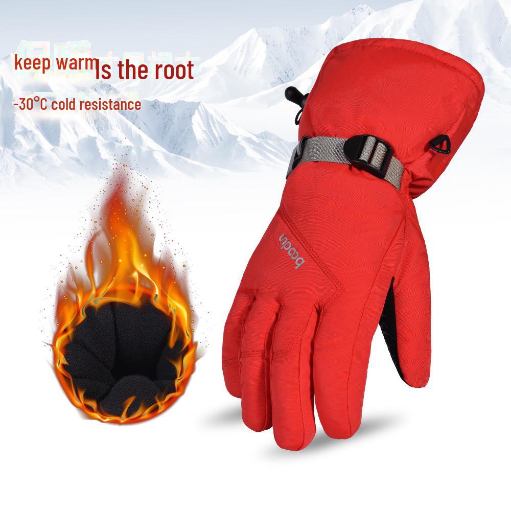 Men's and Women's Ski Gloves: Five-Finger, Extended Cuffs, Non-Slip, Waterproof, and Windproof