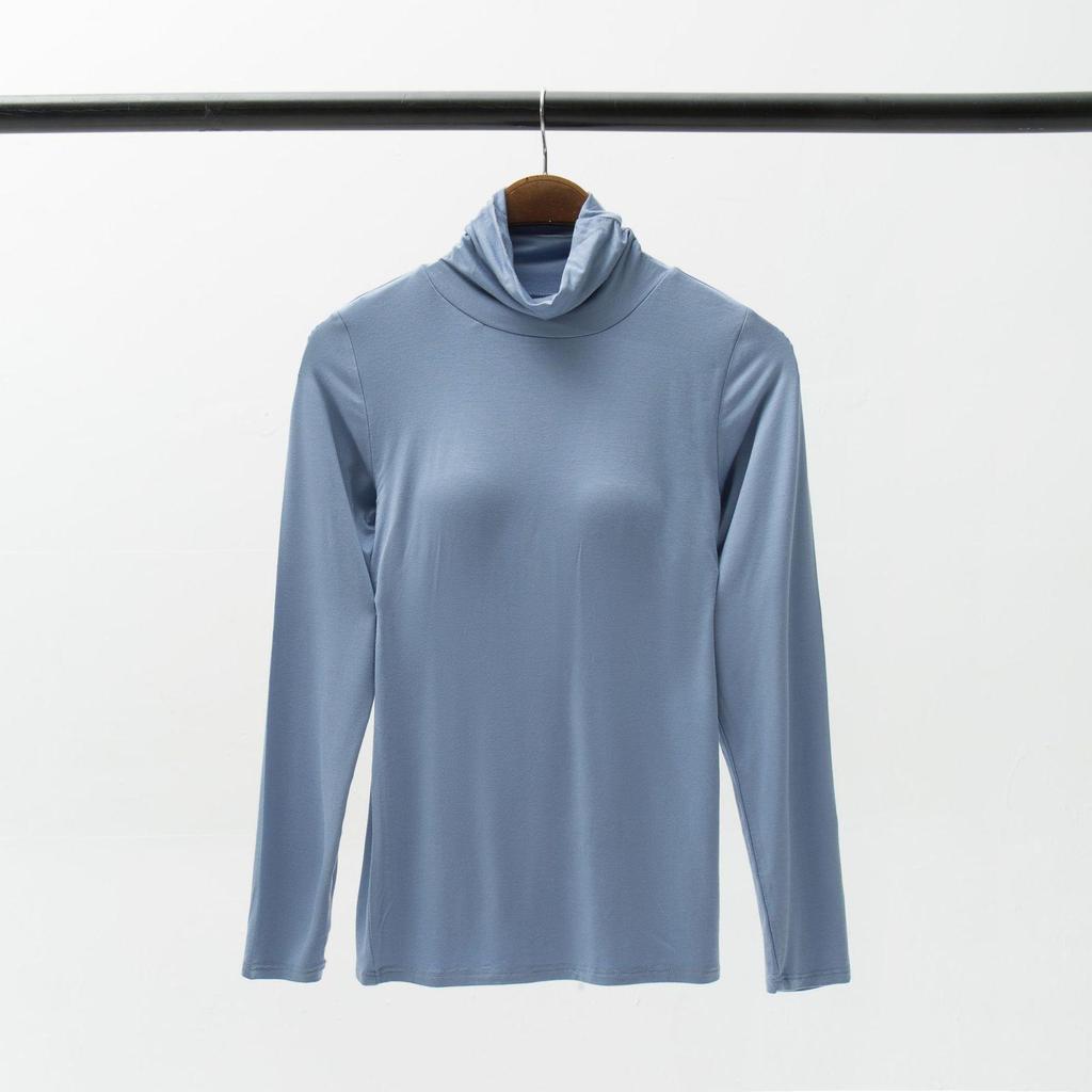 Modal Long-Sleeve Women's Base Shirt with Chest Pads, No Underwire, Integrated Cup, Autumn/Winter Outerwear & Sleepwear