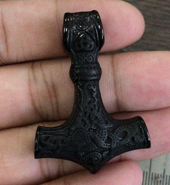 Stainless Steel Triquetra & Thor's Hammer Pendant Necklace