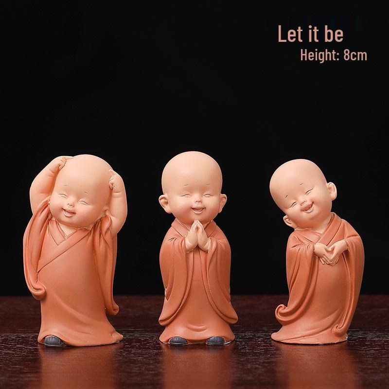Handmade Cute Little Monk Resin Ornaments for Desktop Decoration