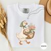 Funny Thrifty Goose with Shopping Basket Tshirt, Thrifty Goose Basket, Funny Goose Lover Gift, Cottagecore Goose Art, Flea Market Finds