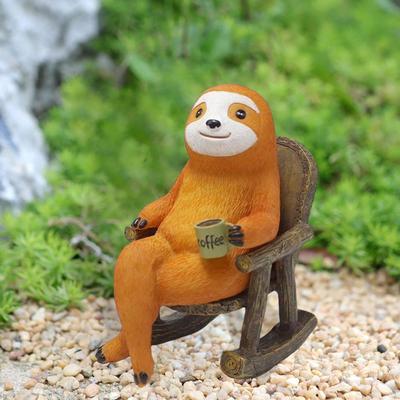 Small Sloth Statue,Mini Animal Sculpture Tea Tray Accessories Miniature Figurine Desktop Figure for