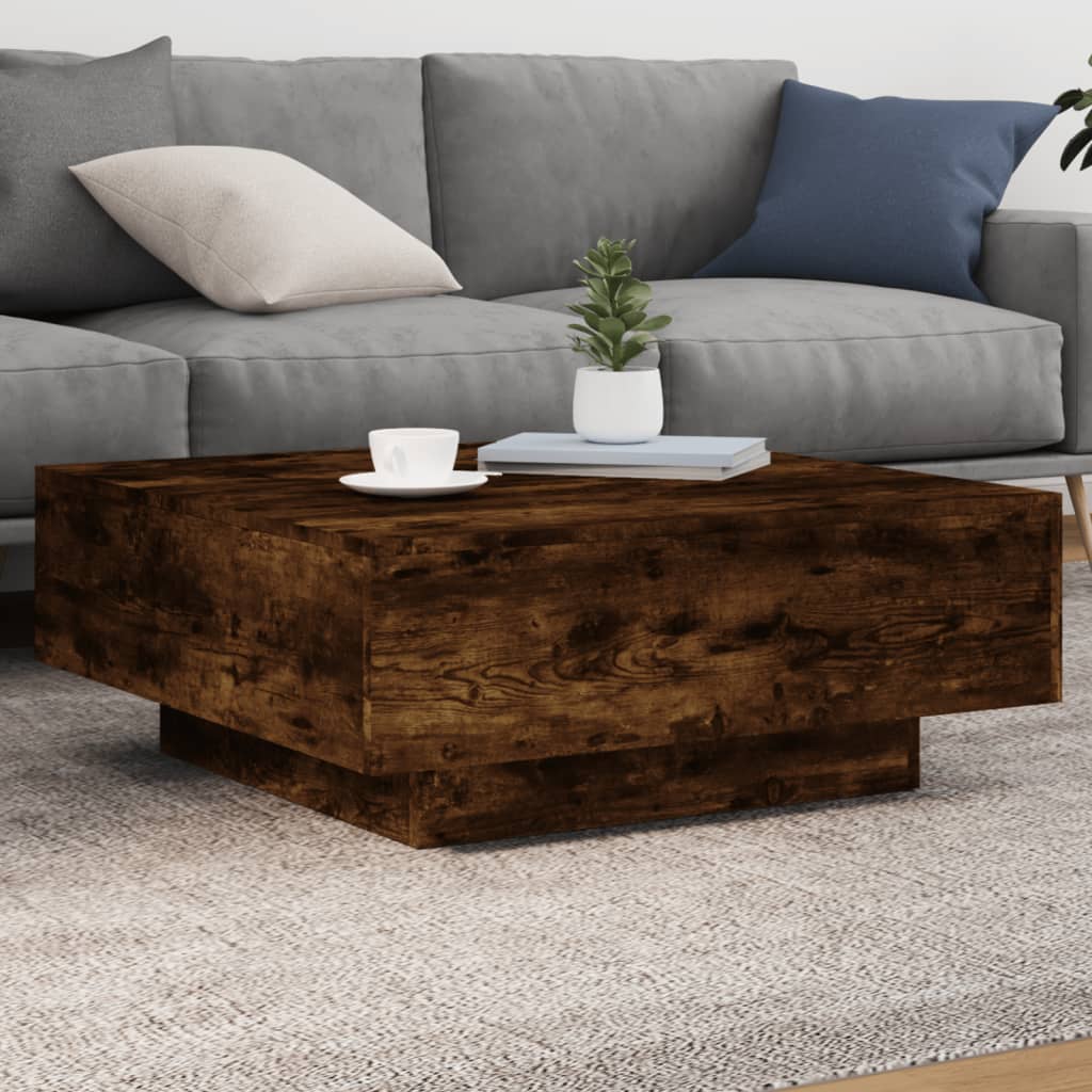 LED Coffee Table In Smoked Oak 80 X 80 X 31 Cm