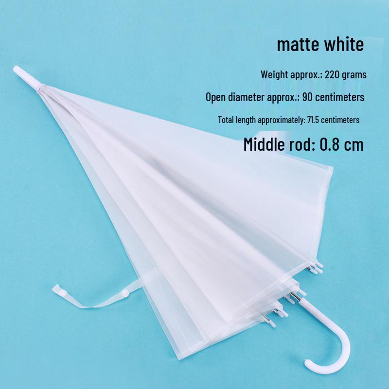 Transparent Automatic Long-Handle White Umbrella - Free Shipping