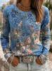 Camiseta de Pascua para Mujer Estampado Gráfico Floral Plantas Moda Clásico Casual Manga Larga Cuello Redondo Tops Regulares Casual Diario