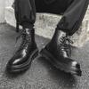 mens casual business office natural leather boots lace-up autumn winter shoes cowboy platform boot black stylish ankle botas man