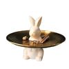 Keramikteller Hase 8 Zoll 10 Goldfarbener Edelstahl Dessertkuchen Tablett Schmuck Kosmetik Aufbewahrung