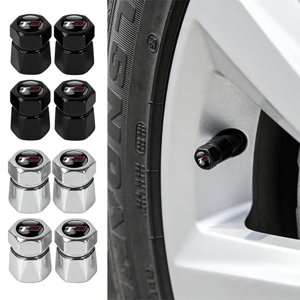 For Volkswagen MK1 4PCS Car Badge Wheel Tires Valve Caps Tyre Valve Stem Covers For Volkswagen VW R Polo Passat Rline Golf 6 Tiguan Jetta GTI ID.3