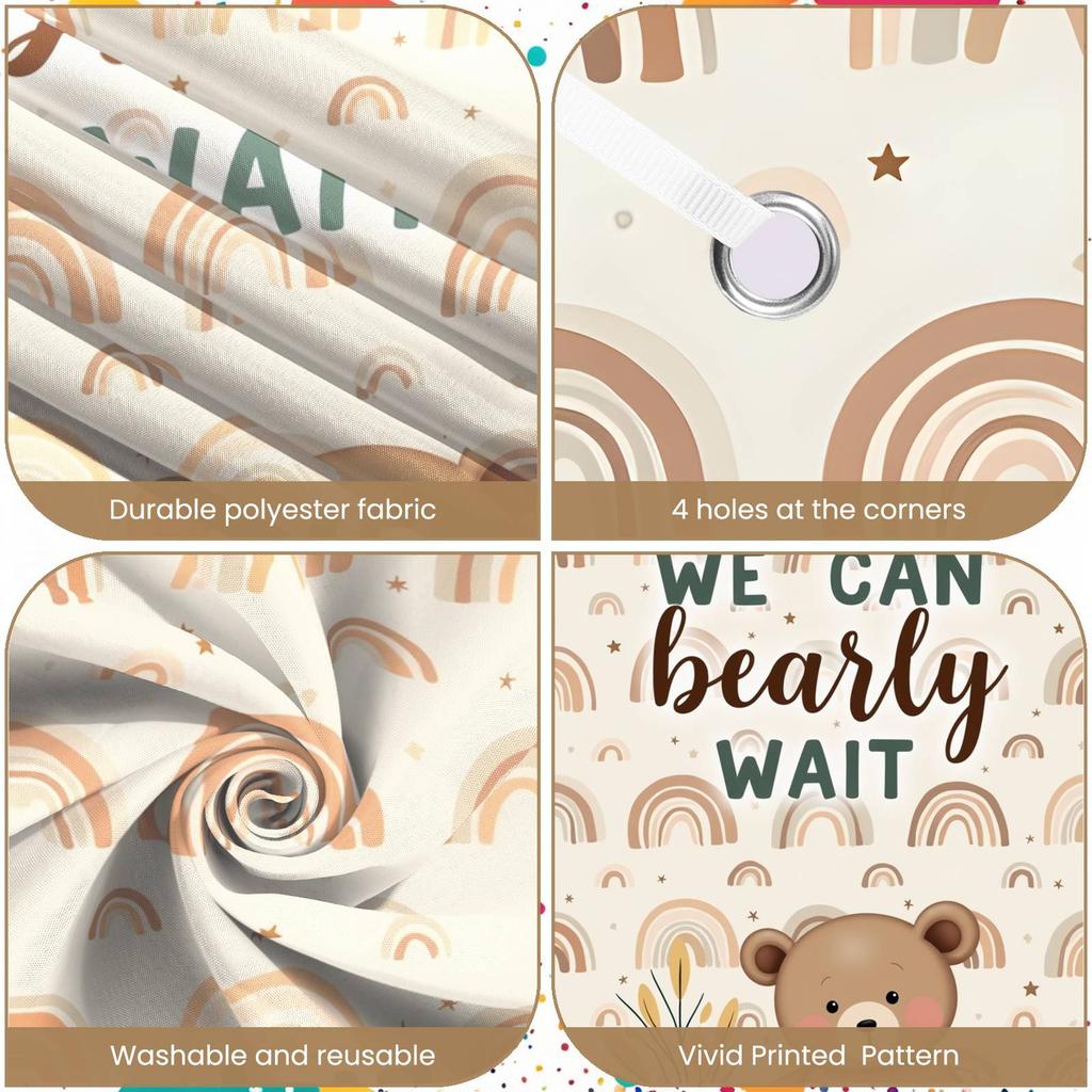 Neutral Shower Banner Teddy Bear Motif Gender Reveal Display Neutral Party Background Cute Animal Design For Home Party