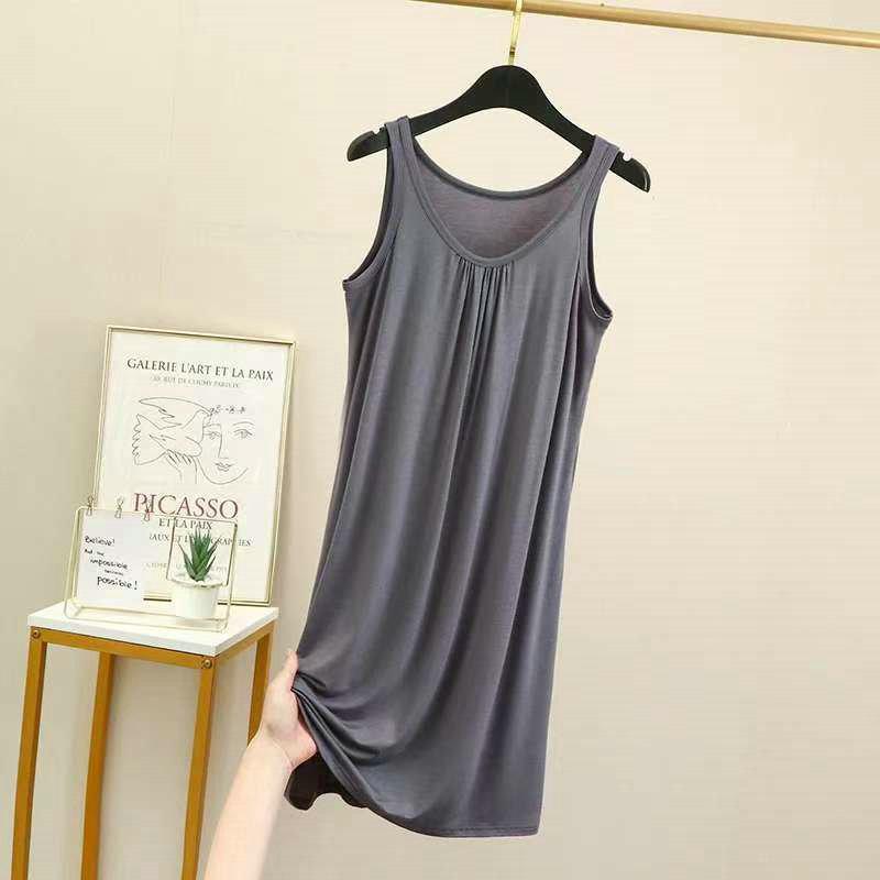 Customer ironing, summer women's new vest skirt, thin round neck sleeveless bottoming skirt, A-word dress, nightdress
