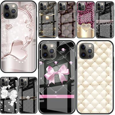 Szklane Etui Na Apple iPhone 14 13 Pro 11 12 7 8 Plus SE 2022 XR X XS Max 6 6S Hartowane Etui na Telefon Miłość Kokarda