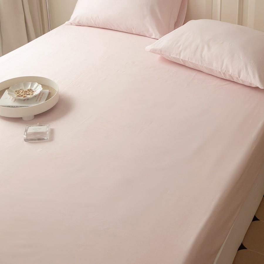 Solid Color Cotton Fitted Sheet & Pillowcase Set - Single Bed Mattress Protector