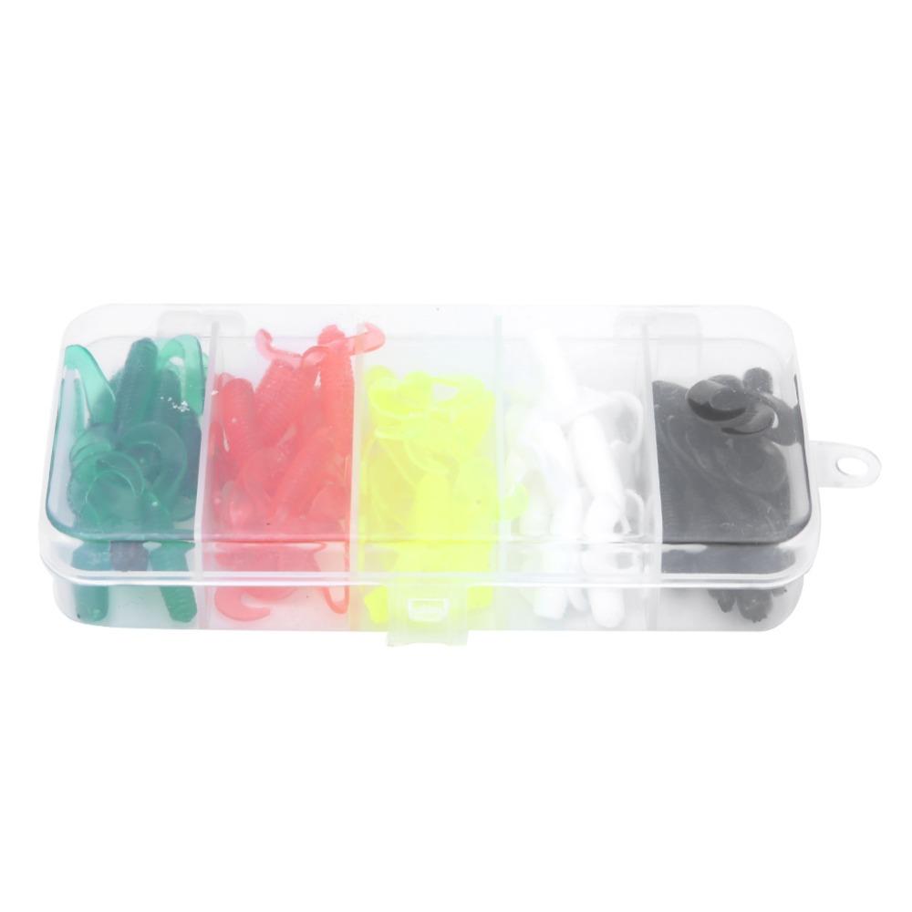 50PCS Grub Maggots Swimbait Lures Double Tail Fishing Lures Artificial Fishing Lures Bass Fishing