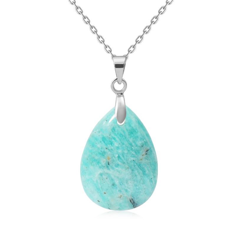 New Fashion Natural Stone Crystal Pendant Teardrop Simple Pendant Necklace Earrings Making Jewelry With Chain Collar