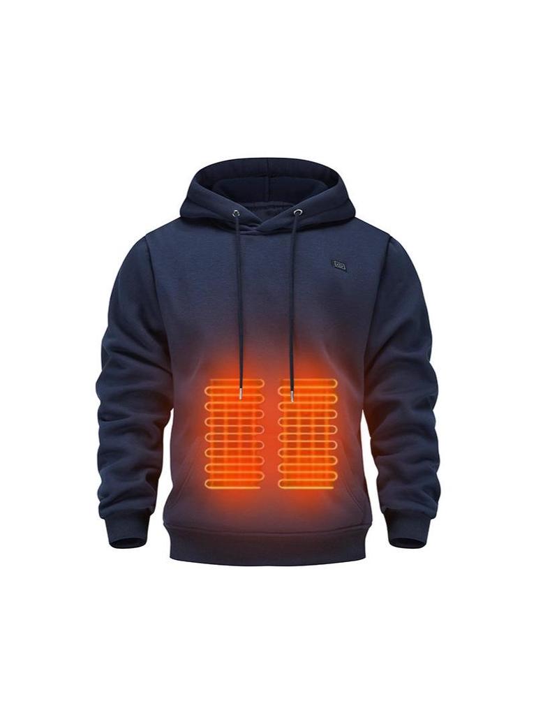 Men's Heated Plush Thick Hoodie - USB Electric, Warm Outdoor Casual Wear