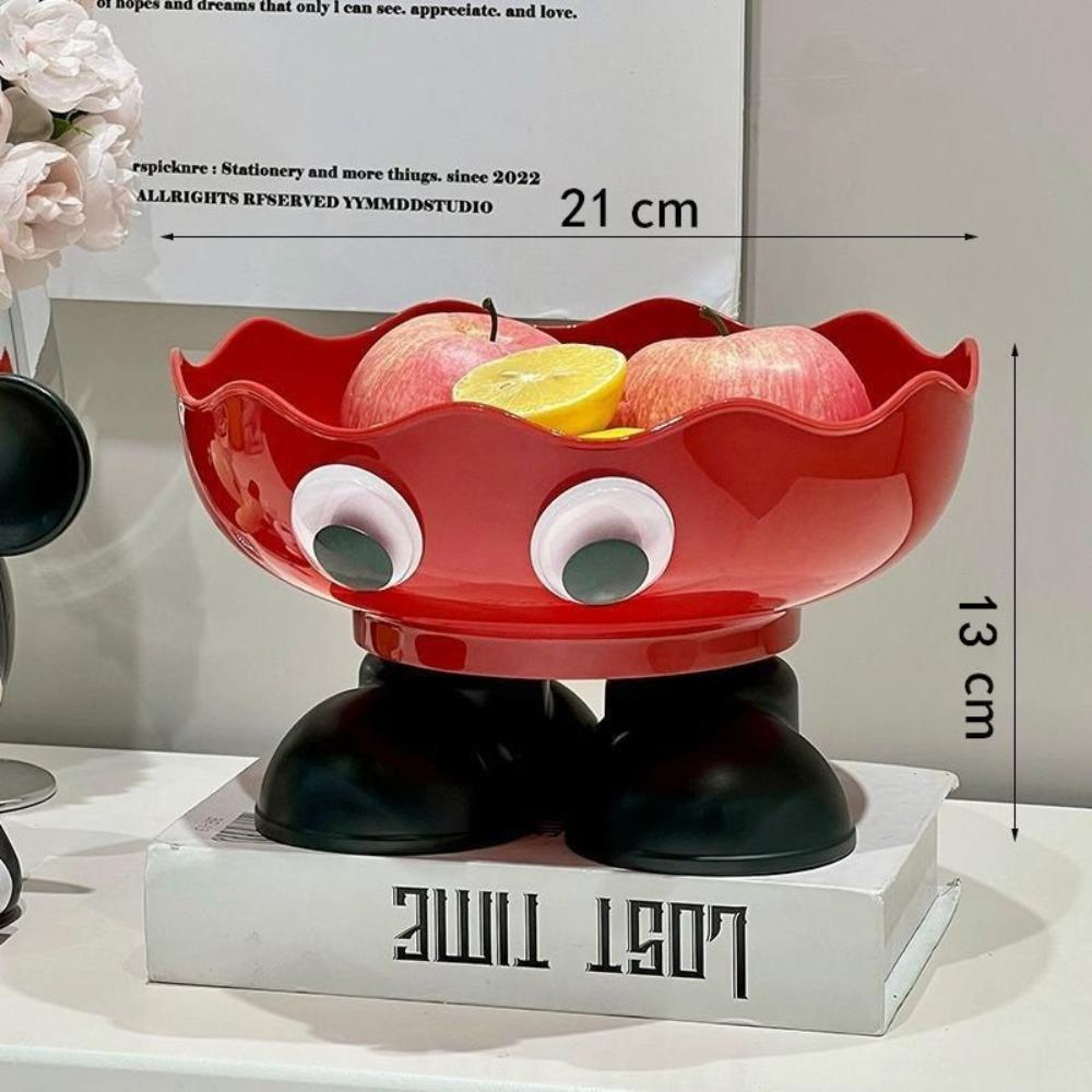 High-Aesthetic Cartoon Fruit Plate Drainable High-legged Snack Display Box Footed Fruit Bowl Home красный