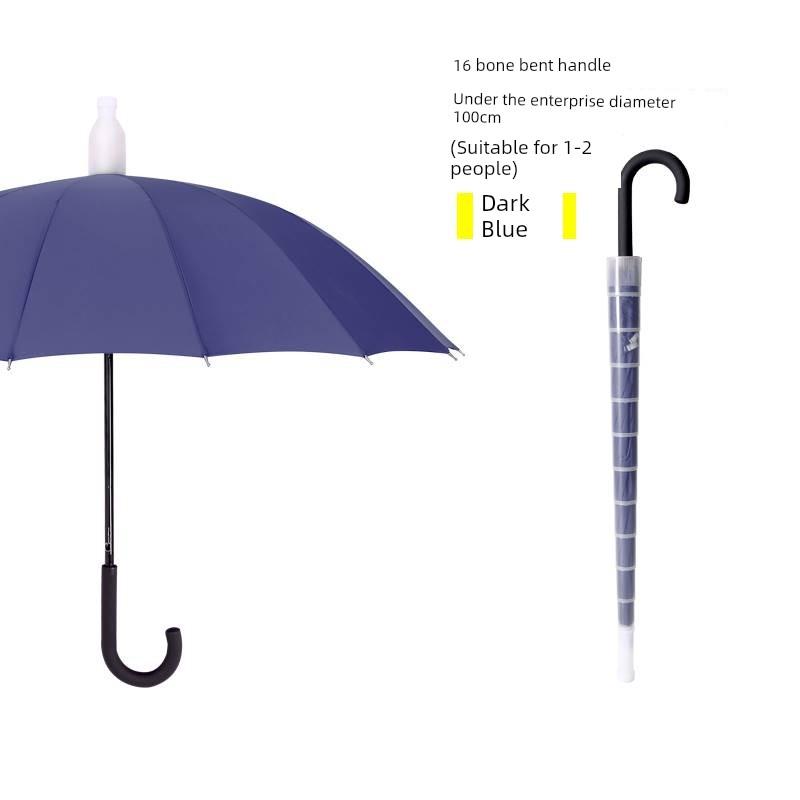 Waterproof Umbrella for Men and Women, Double Automatic Large Car-Mounted 16-Rib Long Handle Umbrella, Oversized Black Umbrella for Men and Women