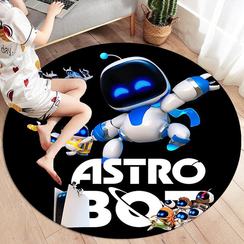 Tappeto Rotondo ASTRO BOT, Tappeto per Soggiorno Camera da Letto Divano Sala Giochi Decorazione, Tappetino Antiscivolo