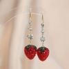 Korean Resin Strawberry Bowknot Drop Earrings for Women Food Simulated Fruit Cup Cake Dangle Earrings  Jewelry Accessories