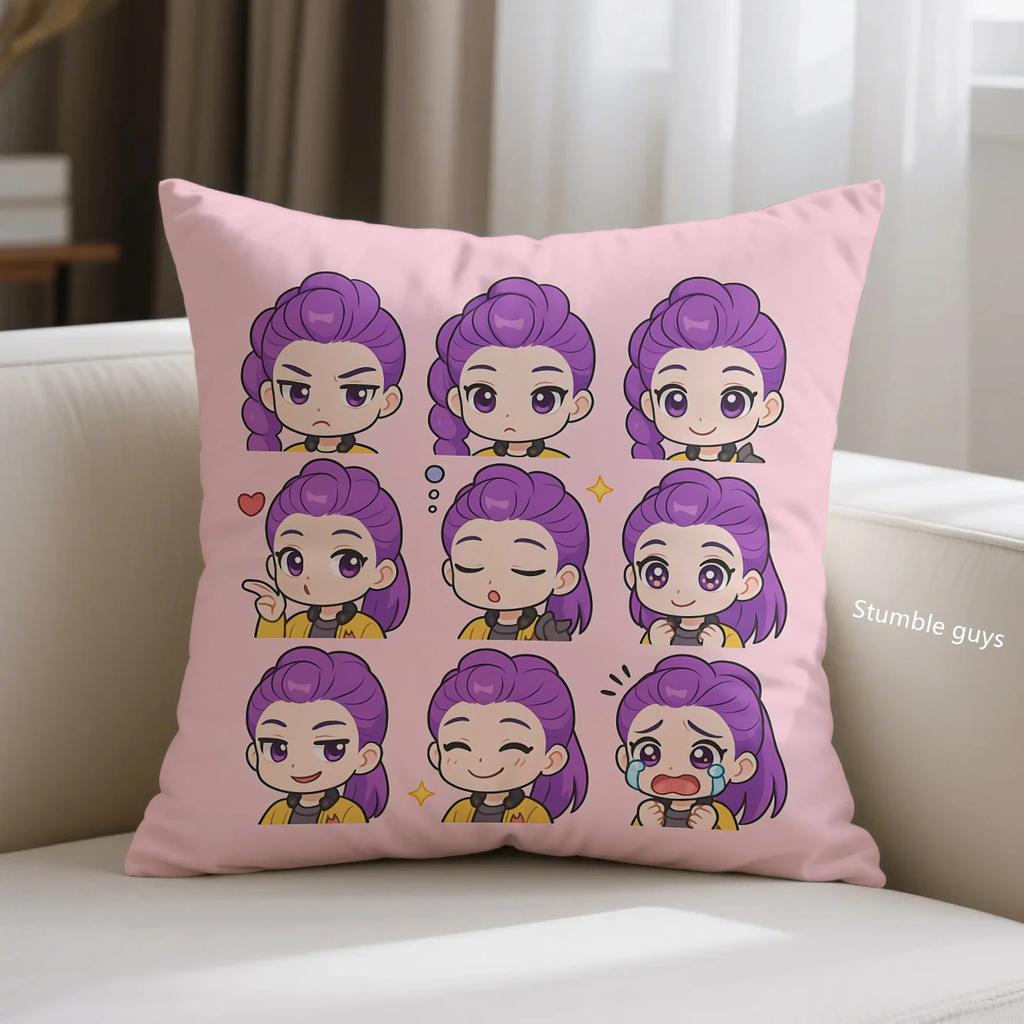 Anime Sofa Cushion Cover Kpop Demon Hunters Pillowcase Bedroom