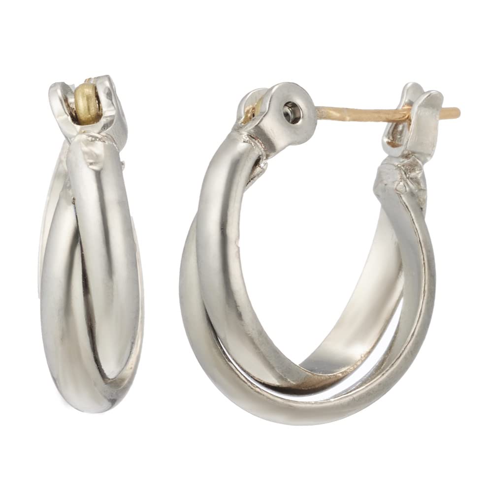 

18K K18 Gold Earrings Hoop Earrings Simple Silver Metal Hypoallergenic 18K K18 Accessories Catchless One Touch Ring Made in Japan 3598 [Hills] Women s срібний