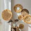Natural Raffia Woven Bohemian Wall Decoration Round Wall Accents Handmade Scandinavian Hanging Decoration Boho Home Decor