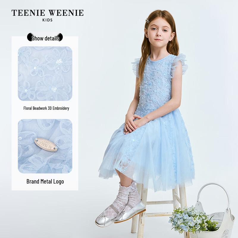 Teenie Weenie Kids Girl's Flower Sequin 3D Embroidery Princess Dress