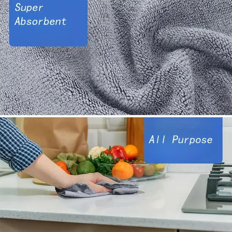 1/100 STUKS Grijs Bamboe Houtskool Verdikt Super Absorberende Afwasdoek Anti-vet Keuken Afveegdoeken Microvezel Schoonmaakdoeken