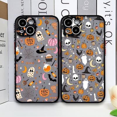 Cartoon Halloween Kürbis Geist Fledermaus Muster Handyhülle für IPhone 11 12 13 14 16 15 Pro Max Mini XS X XR 7 8 Plus SE2 Rückseite