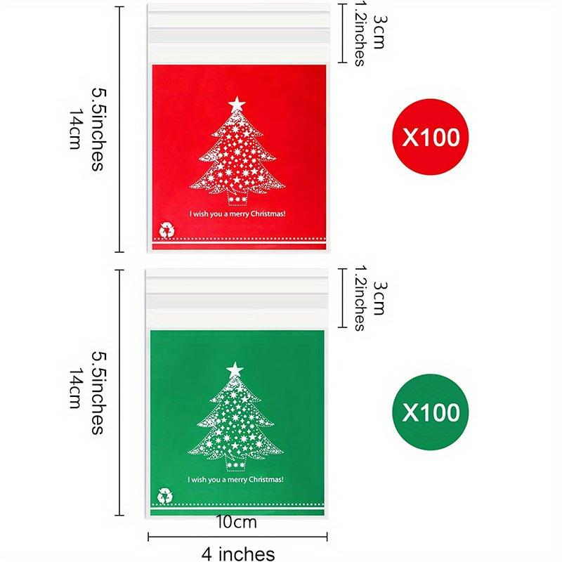 200 Sacos Transparentes Autoadesivos para Doces de Natal - Sacos de Plástico Celofane para Biscoitos Ideais para Lembrancinhas de Festa e Decorações de Natal